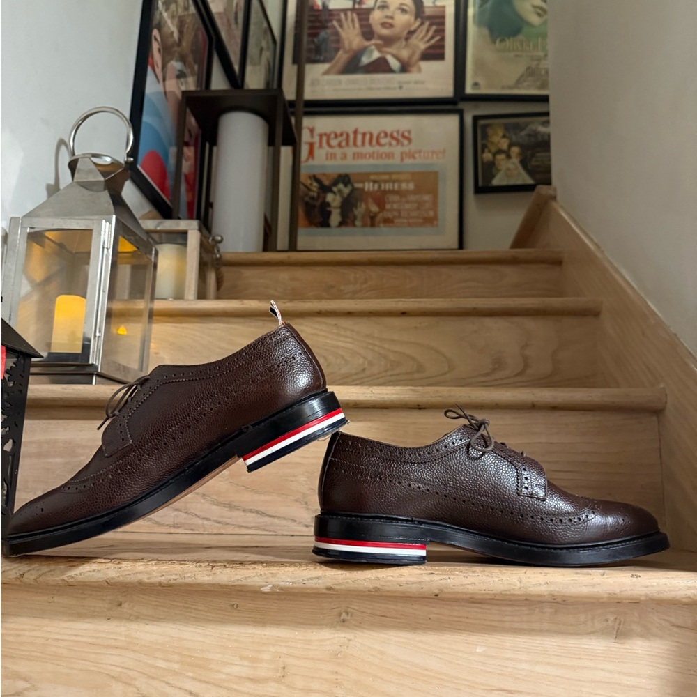 Thom Browne Pebble Grain Leather Longwing Derby Shoes - Men 10.5US/43.5EU - Picture 6 of 16